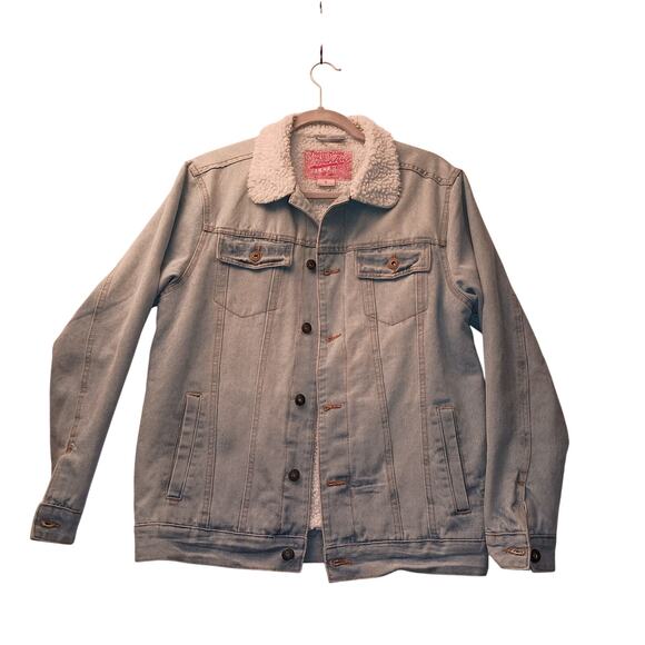 Brooklyn Cloth Men's Sherpa Lined Denim Truckers Blue Jean Jacket Size Small - Picture 1 of 9
